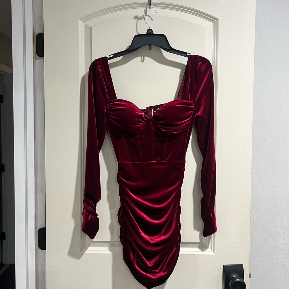 Elegant Red Velvet Dress
